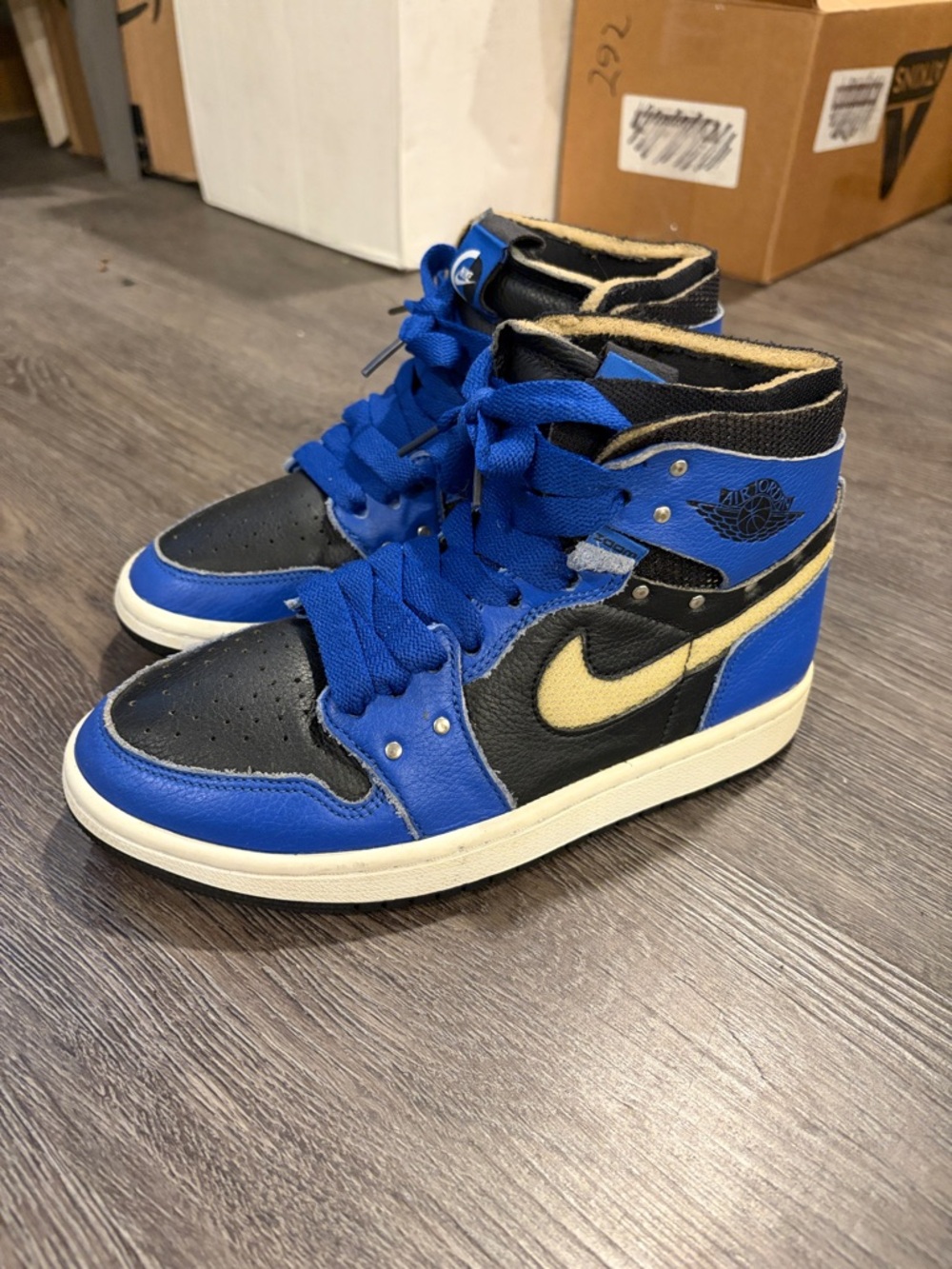 Jordan 1 Mid Blue and Black Studded Mids